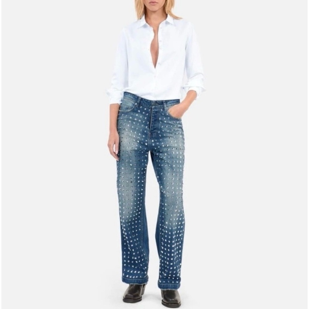 NWT The Kooples Stud-Embellished‎ Denim Jeans Women's Size 38 Distressed - Picture 11 of 12